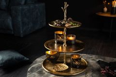 Design Etagere ABSTRACT 50cm gold Metall mit drei Etagen