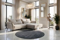 Runder Teppich WAVE 150cm anthrazit 3D strukturierter Kurzflor Indoor Hoch-Tief-Effekt