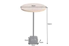 Runder Beistelltisch TRAYFUL 55cm natur Mangoholz Massivholz Marmorfuß Metall schwarz
