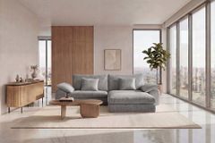Stilvolles Big Sofa SOHO 260cm grau Chenille 4-Sitzer Couch mit Wellenunterfederung