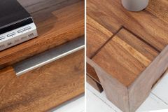Massives TV-Board MAKASSAR 130cm braun Sheesham stone finish Lowboard zwei Schubladen