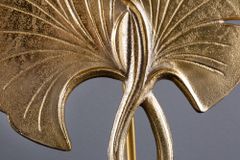 Dekorative Tischlampe GINKGO 62cm schwarz gold Metall Skulptur Leuchte mit Marmorfuß