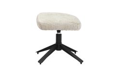Drehbarer Hocker CLOUD champagner beige Chenillestoff schwarz Metall Fußhocker