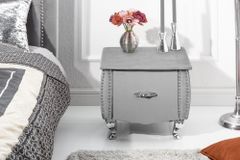 Eleganter Nachttisch EXTRAVAGANCIA 50cm silbergrau Samt Nachtkommode mit Schublade