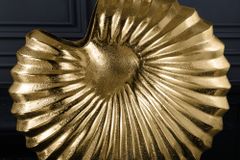 Design Tischlampe SHELL 60cm gold schwarz Metall Stoffschirm maritim