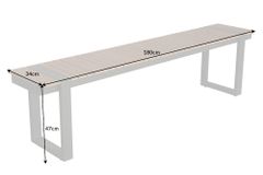 Moderne Garten Sitzbank TAMPA LOUNGE 180cm grau Aluminium Holz-Design wetterfest Outdoor