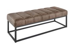 Design Sitzbank PETIT BEAUTÉ 110cm vintage taupe Microfaser schwarzes Metallgestell