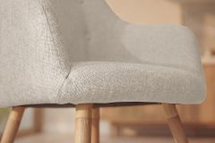 Nordischer Stuhl SCANDINAVIA MEISTERSTÜCK beige natur Strukturstoff Massivholzbeine