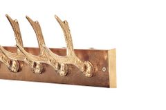 Dekorative Wandgarderobe DEER 50cm gold Metall Hirschgeweih Kleiderhaken