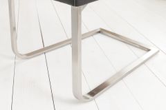 Freischwinger Stuhl SAMSON vintage grau Edelstahlrahmen mit Komfortgriff