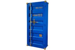 Design Aktenschrank GLOBETROTTER 180cm blau Eisen Container Upcycling Industrial