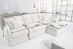 Großes Ecksofa HEAVEN 255cm natur beige Leinenstoff Federkern inkl. Kissen