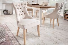 Eleganter Stuhl CASTLE beige Leinenstoff Landhausstil mit Komfortgriff