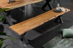 Massive Baumstamm Bank MAMMUT NATURE 160cm Akazienholz 3,5cm dicke Platte