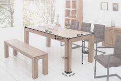 Massivholz Esstisch MAKASSAR 160cm braun Sheesham stone finish lackiert rechteckig