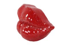 Glamouröse Deko-Figur DISCO LIP 30cm rot Glas-Mosaik-Design handmade
