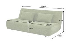 Modernes Schlafsofa ELYPSE 200cm grün Chenille 3-Sitzer Couch inkl. Kissen
