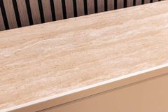Design Highboard SAVOY 130cm grau beige greige Travertin Keramik Stauraum 3D-Front