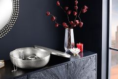 Handgefertigte Schale ORIENT 40cm silber Metall rund mit Deckel Schmuck-Dose