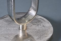 Runder Beistelltisch ELEGANCE 60cm silber Metall Aluminium handmade