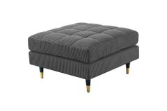 Design Hocker COZY VELVET 80cm grau Cord schwarz mit goldener Metallkappe