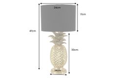 Handgefertigte Tischlampe PINEAPPLE 50cm gold schwarz Ananas-Design mit Stoffschirm