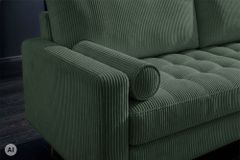 3er Sofa COZY VELVET 220cm grün Cord schwarze Füße mit goldener Kappe