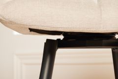 Drehbarer Barhocker PAPILLON champagner beige Barstuhl mit Lehne schwarze Metallbeine