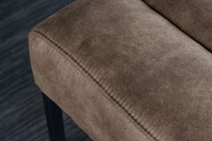Design Sitzbank PETIT BEAUTÉ 110cm vintage taupe Microfaser schwarzes Metallgestell