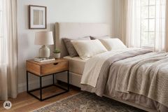 Nachttisch IRON CRAFT 45cm braun honey finish Mangoholz mit Schublade Beistelltisch