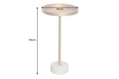 Runder Beistelltisch TRAYFUL 60cm gold Eisen weiß Marmorfuß handmade