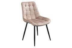 Design Stuhl ROADSTAR champagner greige Samt schwarze Metallbeine
