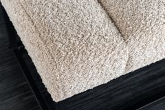 Design Sitzbank PETIT BEAUTÉ 110cm champagner greige Bouclé schwarzes Metallgestell