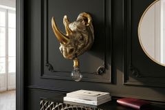 Moderne Wandlampe RHINO 40cm gold Nashorn-Skulptur handmade