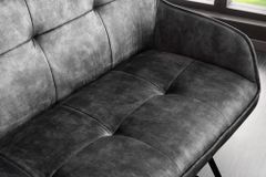 Design Sitzbank EUPHORIA 160cm dunkelgrau Samt Retrostil Ziersteppung Hairpin Legs Metallbeine Armlehnen