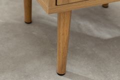 Design Nachttisch VIENNA 60cm natur Rattan Geflecht Beistelltisch mit Stauraum