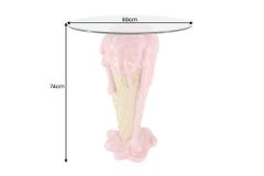 Einzigartiger Bistrotisch ICE CREAM 75cm beige rosa runde Tischplatte Glas handmade