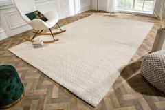 Design Teppich WOOL XXL 350x240cm hellbeige aus Wolle