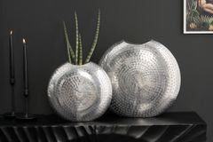 Elegantes Vasen 2er Set ORIENTAL 44cm silber im Grid Hammerschlag Design