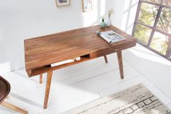 Design Schreibtisch RETRO 120cm braun Sheeshamholz stone finish Design Klassiker