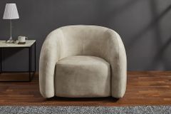 Moderner Design Sessel VOGUE 95cm beige Samt mit Armlehnen und Nosagfederung