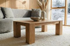 Massiver Couchtisch MAKASSAR 100cm natur Mangoholz cream finish einzigartige Maserung