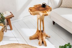 Massivholz Beistelltisch ROOT 70cm natur Teak aus Wurzelholz im Stelzen-Design
