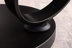 Design Couchtisch DANCING RINGS rost rund drehbar Travertin Keramik schwarz Gestell