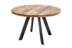 Massiver Esstisch IRON CRAFT 120cm rund natur Mangoholz