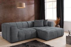 Modernes Ecksofa ZERO GRAVITY 240cm dunkelgrau Cord 3-Sitzer Couch L-Form