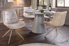 Design Stuhl DIVANI champagner beige Samt Metallgestell