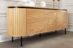 Modernes Sideboard ATELIER 160cm natur Eiche schwarz Metall vier Fächer