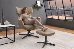 Design Hocker VOGUE 45cm taupe Kunstleder drehbar Metallbeine Fußhocker