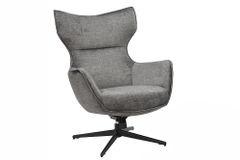 Drehbarer Sessel VOGUE grau Samt schwarze Metallbeine mit Armlehne